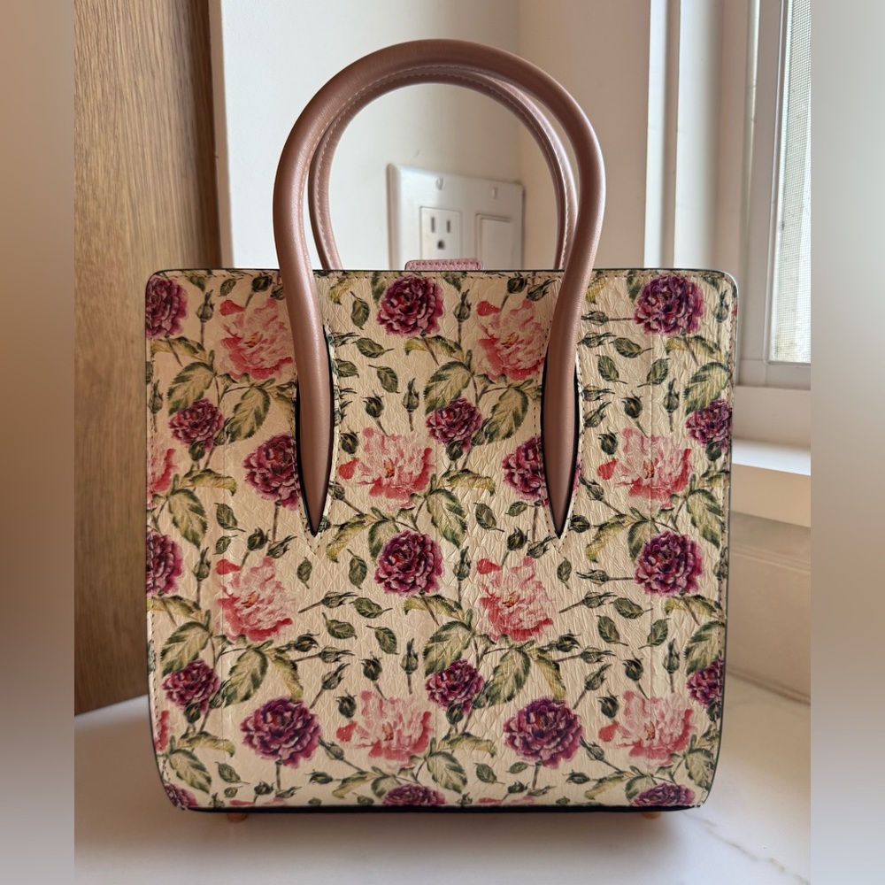 CHRISTIAN LOUBOUTIN - RARE! -  Paloma Watersnake Floral Studded Tote 9” no strap